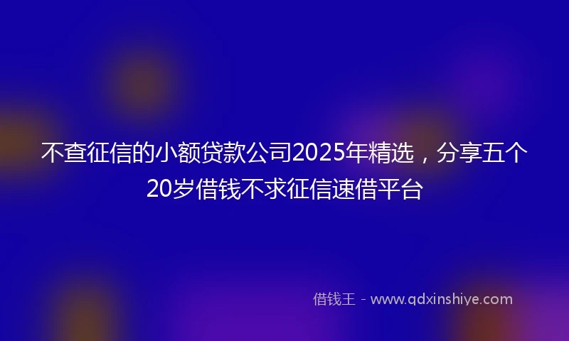 不查征信的小额贷款公司2025年精选，分享五个20岁借钱不求征信速借平台