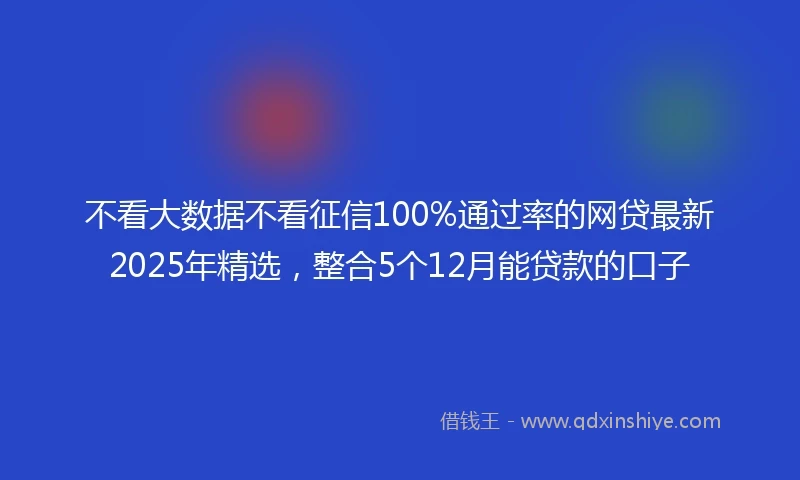 不看大数据不看征信100%通过率的网贷最新2025年精选，整合5个12月能贷款的口子