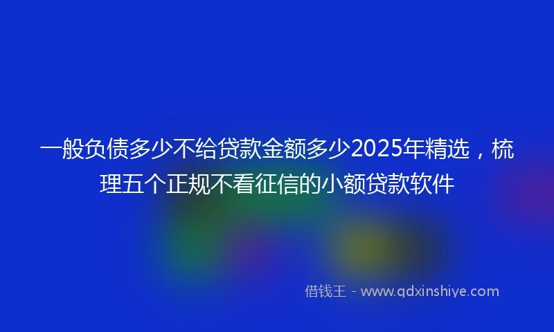 一般负债多少不给贷款金额多少2025年精选，梳理五个正规不看征信的小额贷款软件