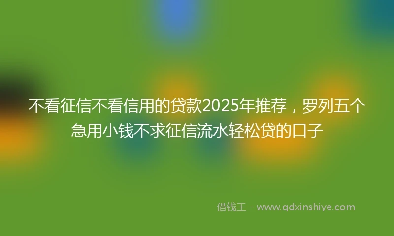 不看征信不看信用的贷款2025年推荐，罗列五个急用小钱不求征信流水轻松贷的口子