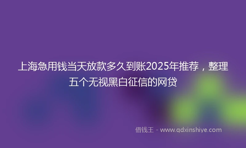 上海急用钱当天放款多久到账2025年推荐，整理五个无视黑白征信的网贷