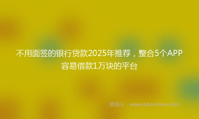 不用面签的银行贷款2025年推荐，整合5个APP容易借款1万块的平台