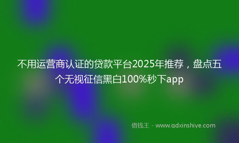 不用运营商认证的贷款平台2025年推荐，盘点五个无视征信黑白100%秒下app