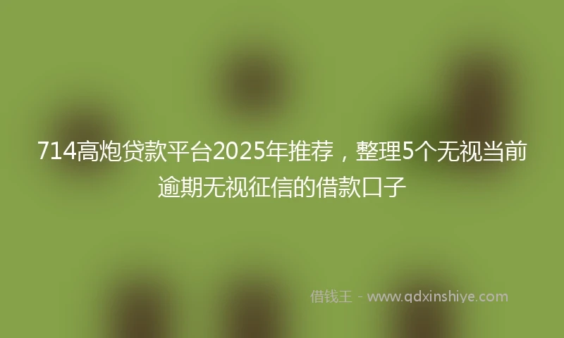714高炮贷款平台2025年推荐，整理5个无视当前逾期无视征信的借款口子