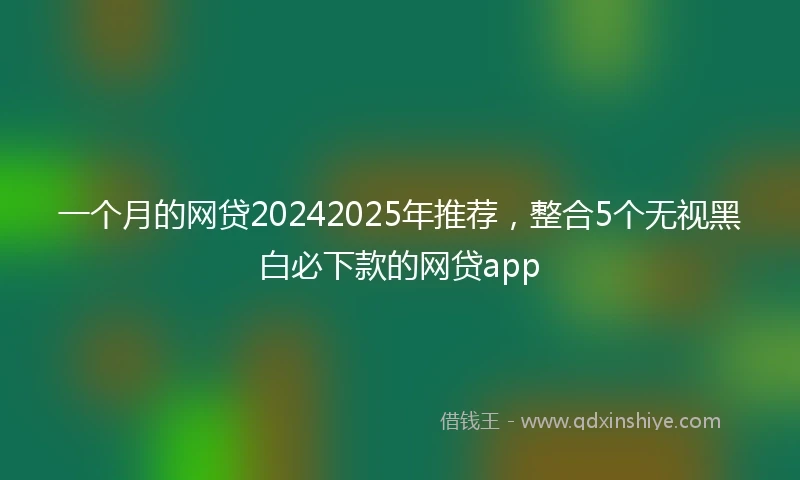 一个月的网贷20242025年推荐，整合5个无视黑白必下款的网贷app