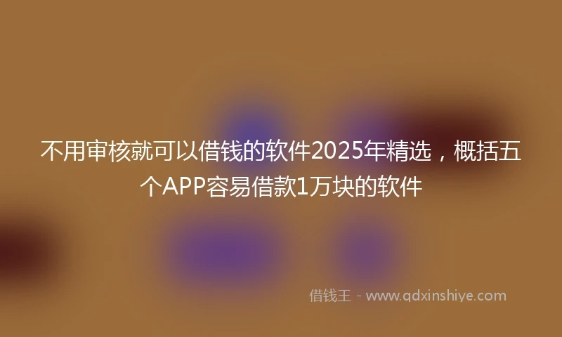 不用审核就可以借钱的软件2025年精选，概括五个APP容易借款1万块的软件