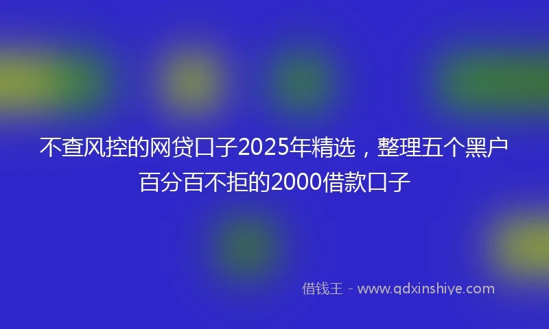 不查风控的网贷口子2025年精选，整理五个黑户百分百不拒的2000借款口子