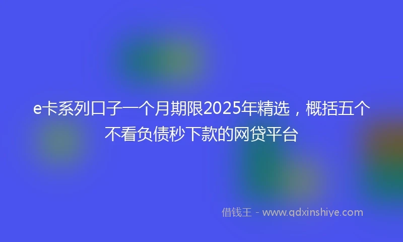 e卡系列口子一个月期限2025年精选，概括五个不看负债秒下款的网贷平台