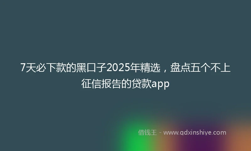 7天必下款的黑口子2025年精选,盘点五个不上征信报告的贷款app