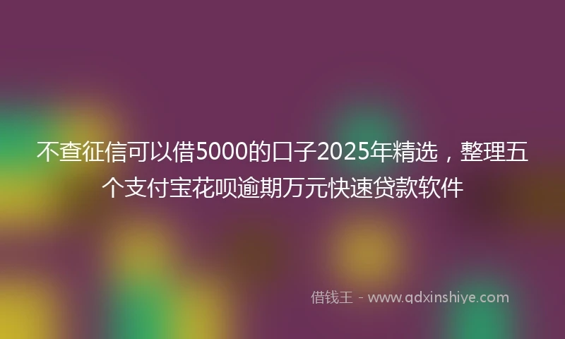 不查征信可以借5000的口子2025年精选，整理五个支付宝花呗逾期万元快速贷款软件