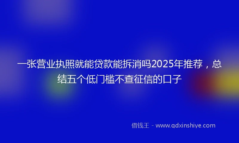 一张营业执照就能贷款能拆消吗2025年推荐，总结五个低门槛不查征信的口子