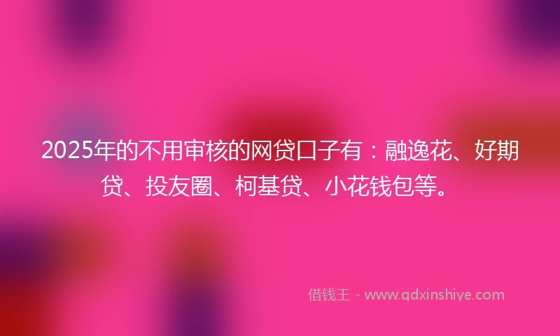 2025年的不用审核的网贷口子有：融逸花、好期贷、投友圈、柯基贷、小花钱包等。