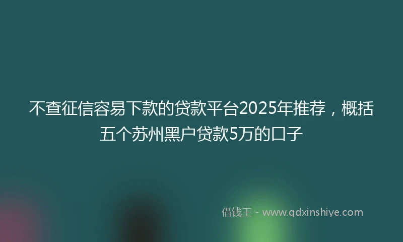 不查征信容易下款的贷款平台2025年推荐，概括五个苏州黑户贷款5万的口子
