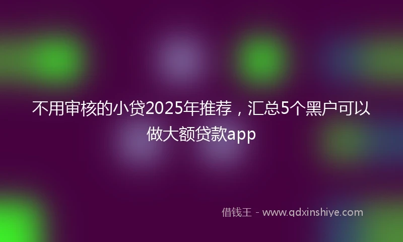 不用审核的小贷2025年推荐，汇总5个黑户可以做大额贷款app