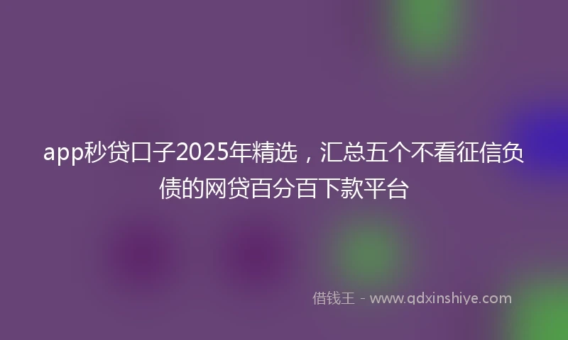 app秒贷口子2025年精选，汇总五个不看征信负债的网贷百分百下款平台