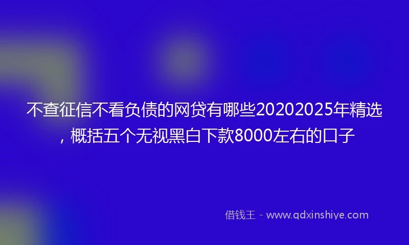 不查征信不看负债的网贷有哪些20202025年精选,概括五个无视黑白下款8000左右的口子