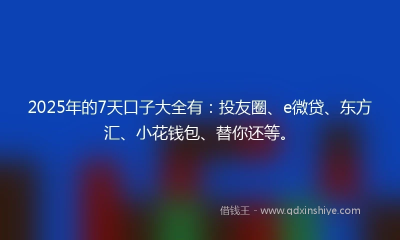 2025年的7天口子大全有：投友圈、e微贷、东方汇、小花钱包、替你还等。