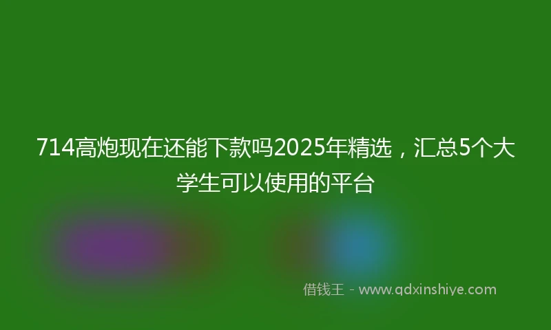 714高炮现在还能下款吗2025年精选，汇总5个大学生可以使用的平台