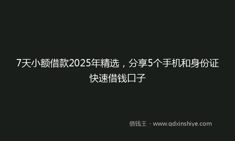 7天小额借款2025年精选，分享5个手机和身份证快速借钱口子