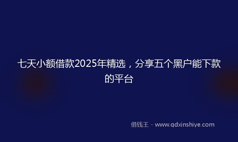 七天小额借款2025年精选，分享五个黑户能下款的平台