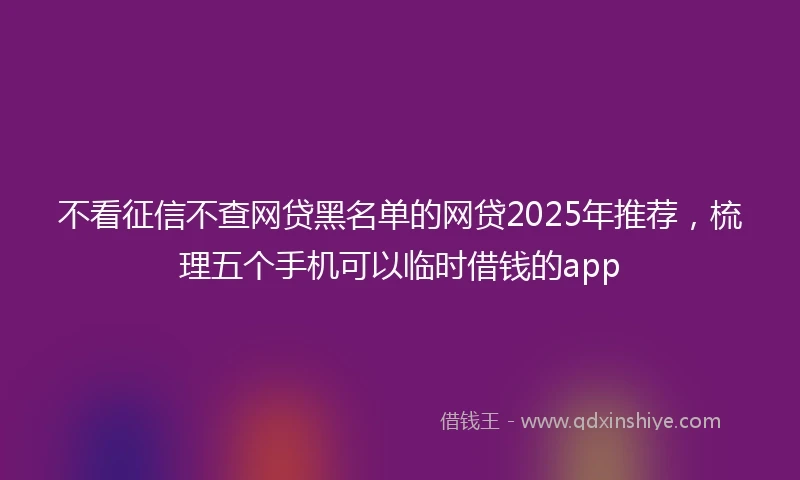 不看征信不查网贷黑名单的网贷2025年推荐，梳理五个手机可以临时借钱的app