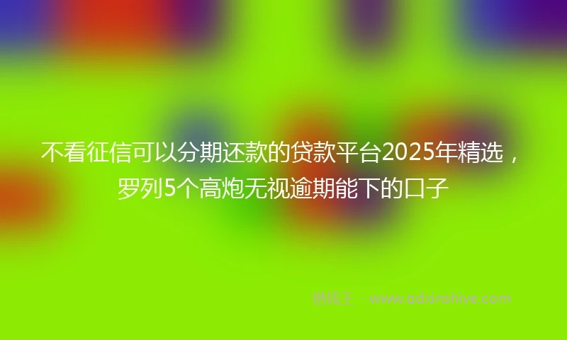 不看征信可以分期还款的贷款平台2025年精选,罗列5个高炮无视逾期能下的口子