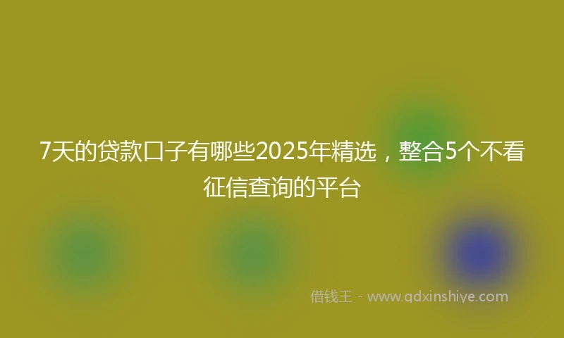 7天的贷款口子有哪些2025年精选,整合5个不看征信查询的平台
