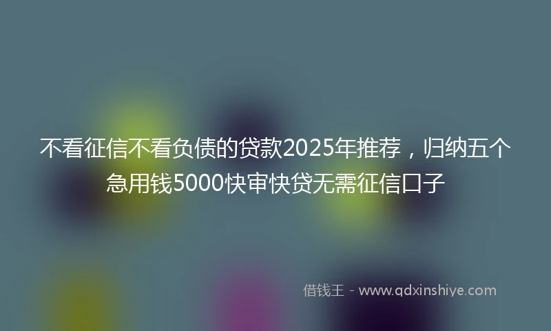 不看征信不看负债的贷款2025年推荐，归纳五个急用钱5000快审快贷无需征信口子