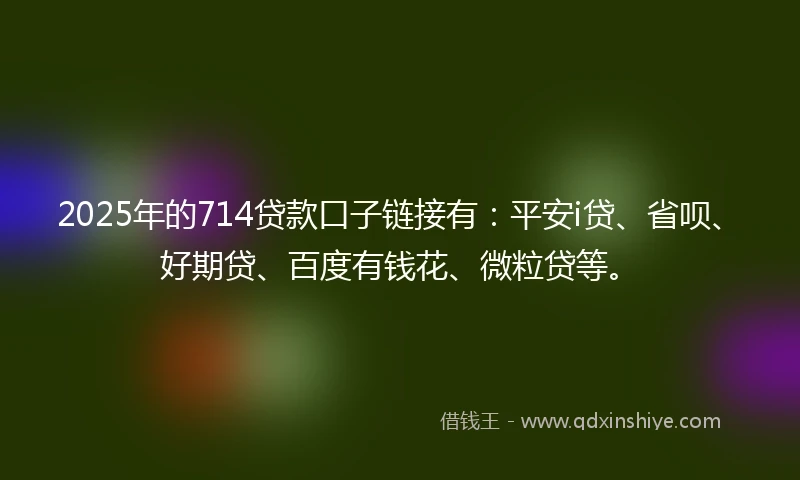 2025年的714贷款口子链接有：平安i贷、省呗、好期贷、百度有钱花、微粒贷等。