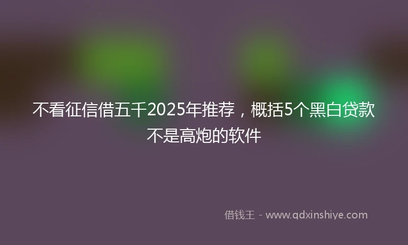 不看征信借五千2025年推荐，概括5个黑白贷款不是高炮的软件
