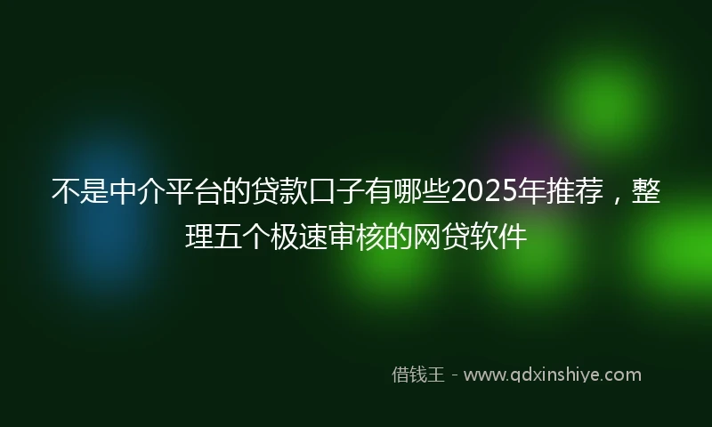 不是中介平台的贷款口子有哪些2025年推荐，整理五个极速审核的网贷软件