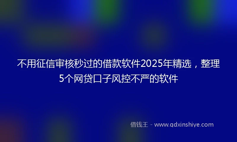 不用征信审核秒过的借款软件2025年精选，整理5个网贷口子风控不严的软件