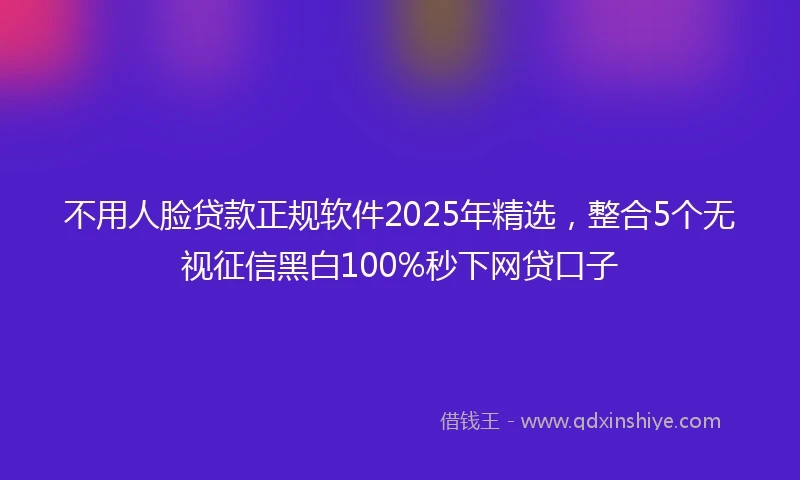 不用人脸贷款正规软件2025年精选，整合5个无视征信黑白100%秒下网贷口子