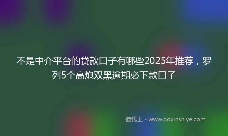 不是中介平台的贷款口子有哪些2025年推荐，罗列5个高炮双黑逾期必下款口子