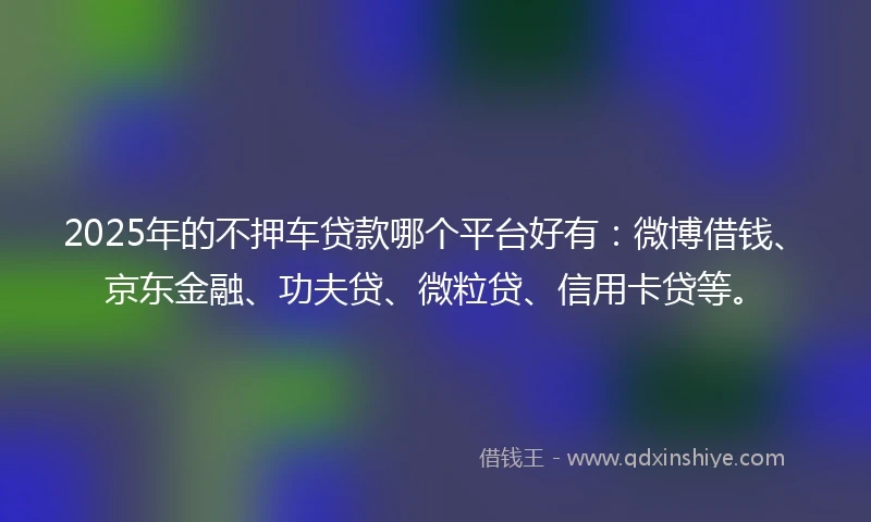 2025年的不押车贷款哪个平台好有：微博借钱、京东金融、功夫贷、微粒贷、信用卡贷等。