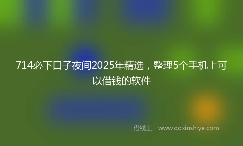 714必下口子夜间2025年精选，整理5个手机上可以借钱的软件