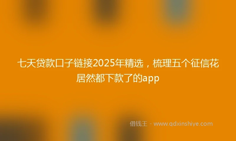 七天贷款口子链接2025年精选，梳理五个征信花居然都下款了的app