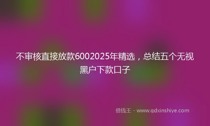 不审核直接放款6002025年精选，总结五个无视黑户下款口子