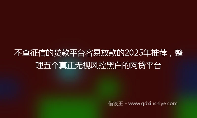 不查征信的贷款平台容易放款的2025年推荐，整理五个真正无视风控黑白的网贷平台