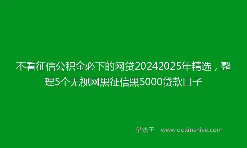 不看征信公积金必下的网贷20242025年精选，整理5个无视网黑征信黑5000贷款口子
