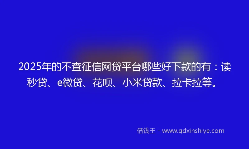 2025年的不查征信网贷平台哪些好下款的有：读秒贷、e微贷、花呗、小米贷款、拉卡拉等。