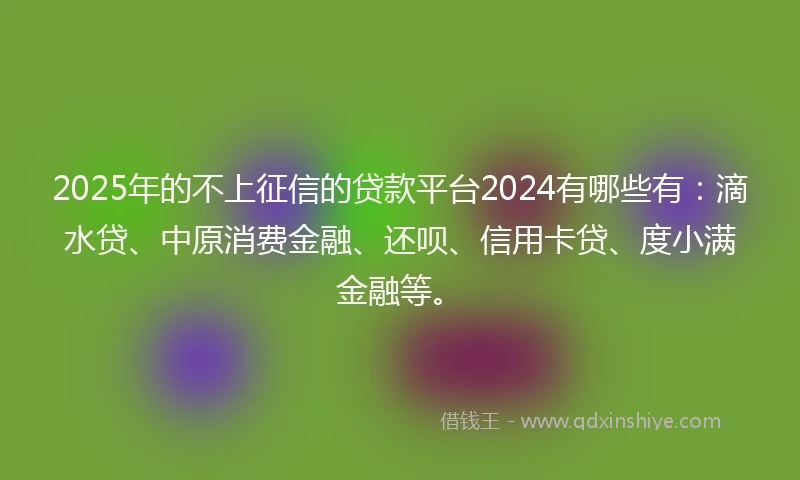 2025年的不上征信的贷款平台2024有哪些有：滴水贷、中原消费金融、还呗、信用卡贷、度小满金融等。