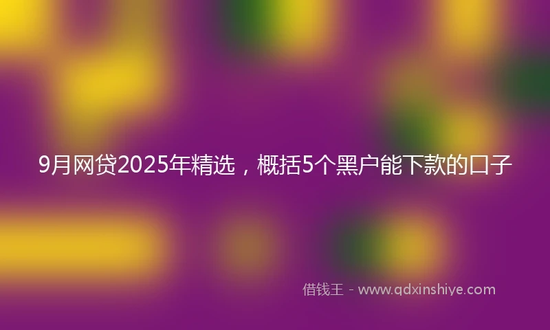 9月网贷2025年精选，概括5个黑户能下款的口子