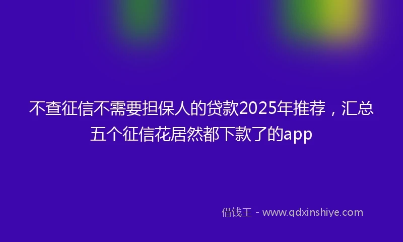 不查征信不需要担保人的贷款2025年推荐，汇总五个征信花居然都下款了的app