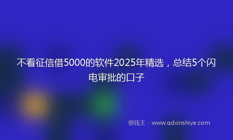 不看征信借5000的软件2025年精选，总结5个闪电审批的口子
