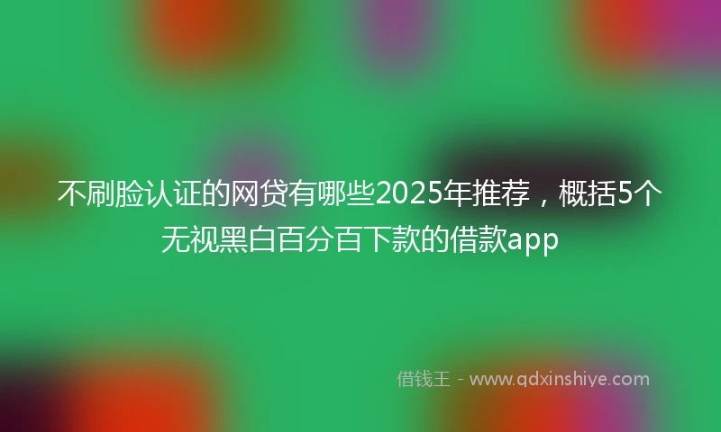不刷脸认证的网贷有哪些2025年推荐，概括5个无视黑白百分百下款的借款app