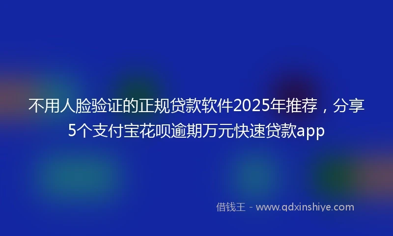 不用人脸验证的正规贷款软件2025年推荐，分享5个支付宝花呗逾期万元快速贷款app