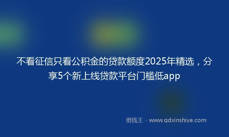 不看征信只看公积金的贷款额度2025年精选，分享5个新上线贷款平台门槛低app