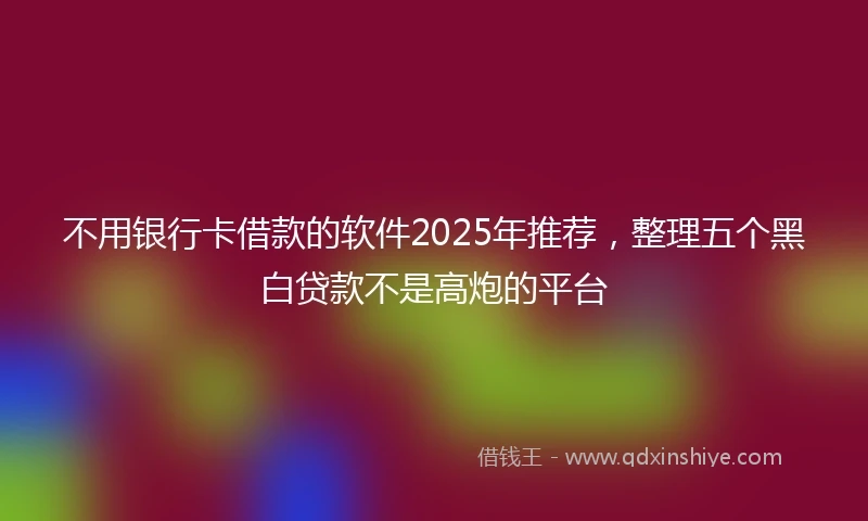不用银行卡借款的软件2025年推荐，整理五个黑白贷款不是高炮的平台
