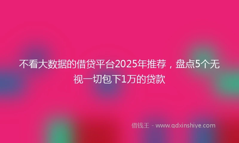 不看大数据的借贷平台2025年推荐，盘点5个无视一切包下1万的贷款